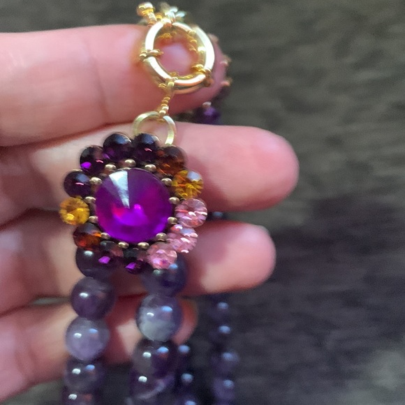 Gorgeous Amethyst Gemstones and crystal butterfly necklace - Picture 6 of 9